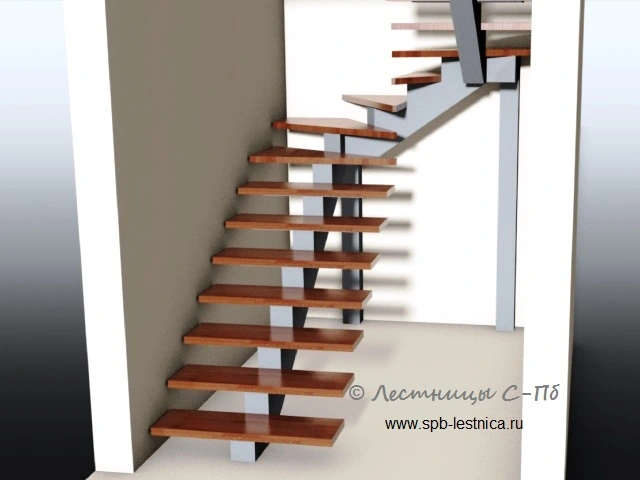 дизайн отделки лестницы на металлокаркасе буком