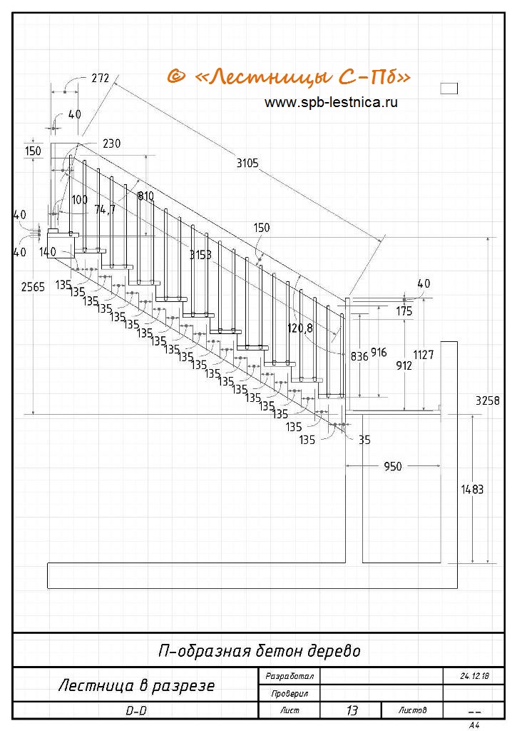 отделка лестницы из бетона деревом, проект и дизайн