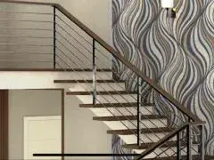 дизайн отделки лестницы из бетона деревом