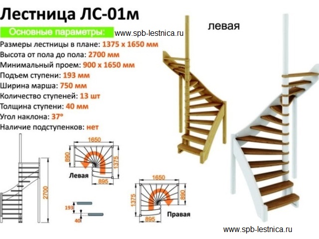 винтовая лестница на 180 размеры