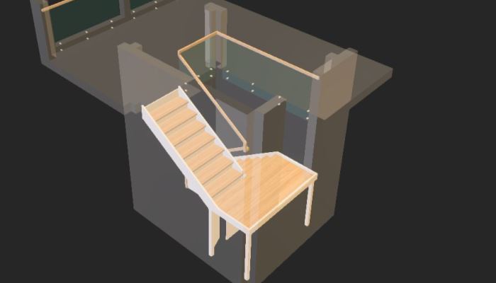 визуализация лестницы с площадкой