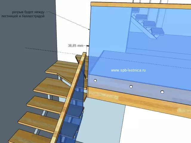 проект лестницы на моно косоуре с ограждением из стекла