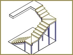 проект лестницы на 180 с 6 поворотными ступенями