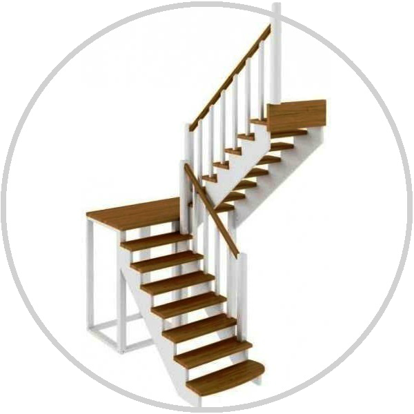 лестница с площадкой и поворотом на 180 градусов