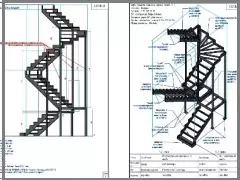 проект 2 лестниц из металла на 2 косоурах
