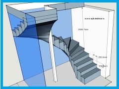 проект бетонной лестницы с поворотными ступенями