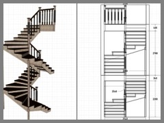 проект лестниц с 1 на 2 и 3 этаж дома