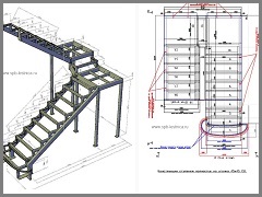 проект лестницы из металла с 2 площадками