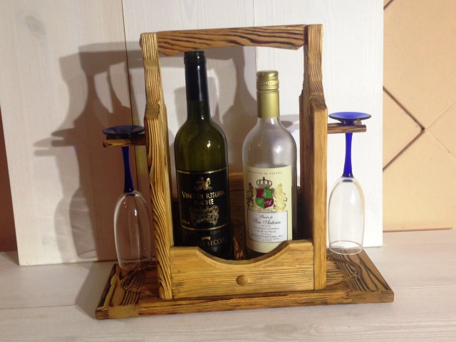 подарочная подставка под вино и бокалы модель винница-1
